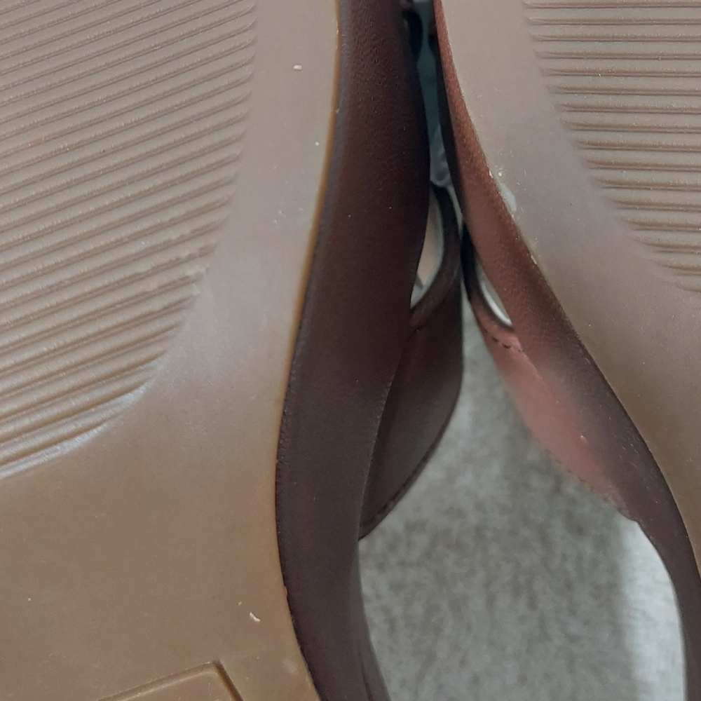 Sun + Stone Tan Brown Leather Platform Heel Sandals - Picture 11 of 13